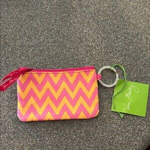 Vera Bradley Pink and Orange Zigzag Pouch/6
